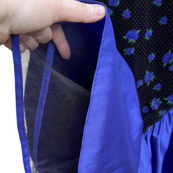 Vintage Bonnie Jean Dress 10 Velvet Floral Bow Sleeve Made USA Purple Party - Picture 5 of 11